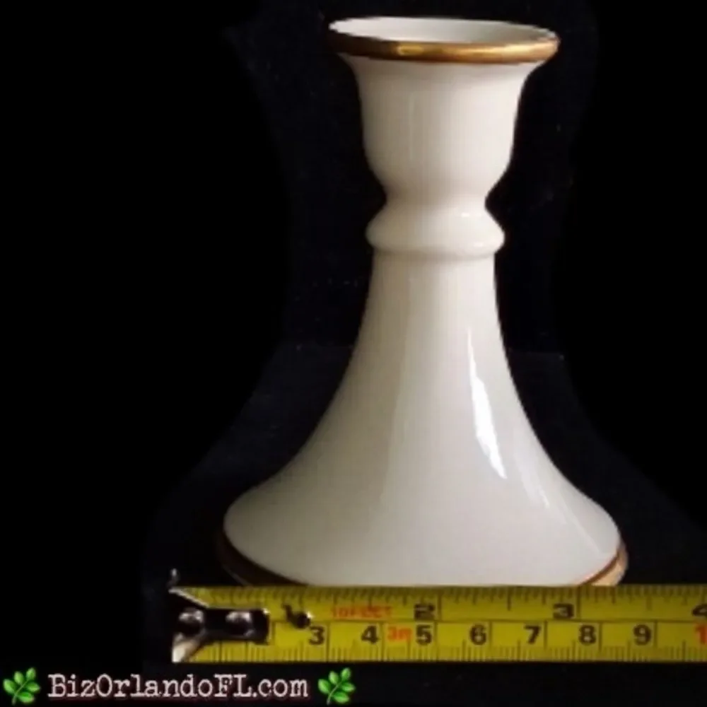 VINTAGE: Lenox Carlton Candlestick Cream Porcelain / 24K Gold Trim Home Decor